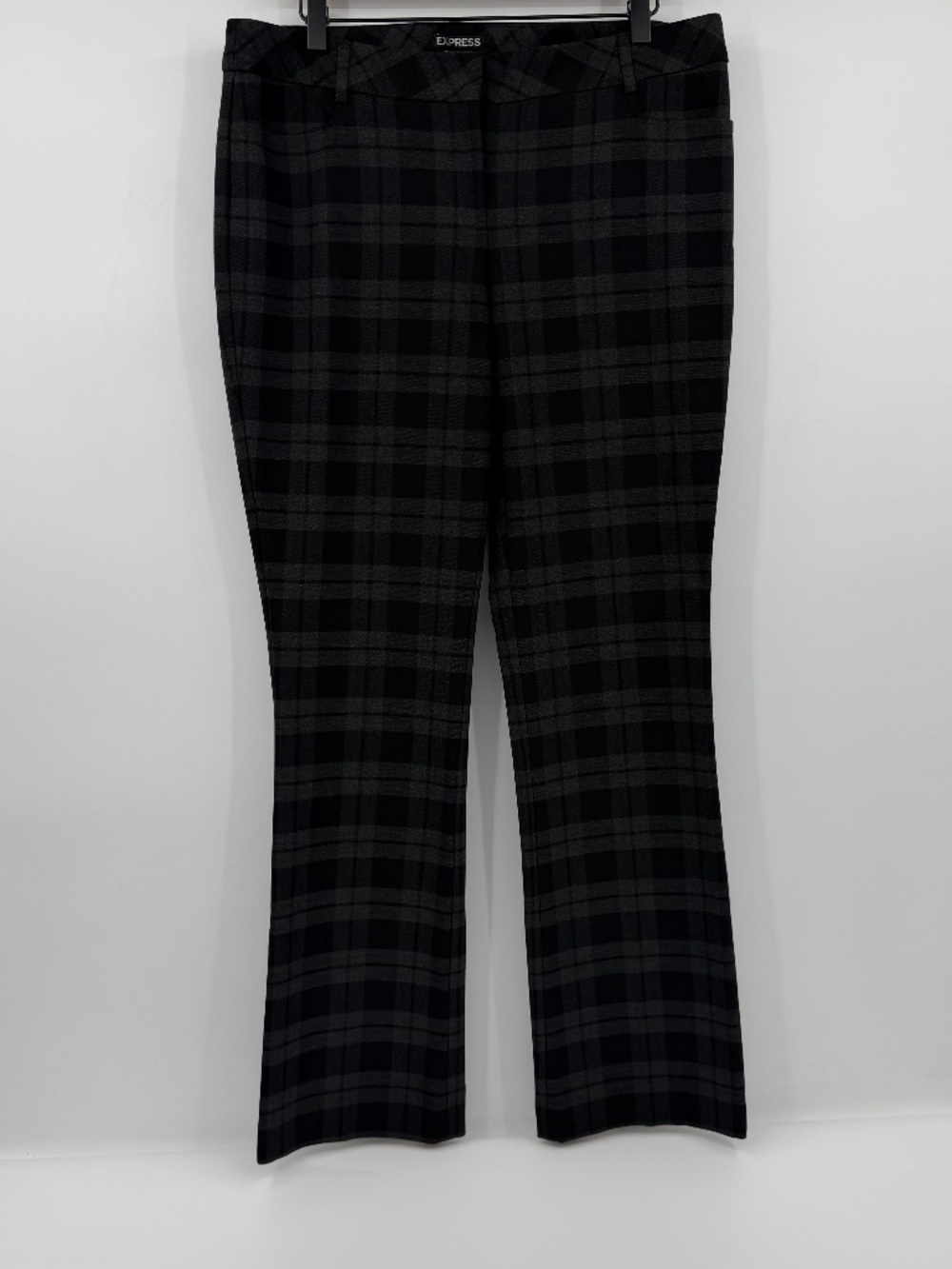 Express Pants Women 10R Black Plaid Columnist Straight Trousers Office Career